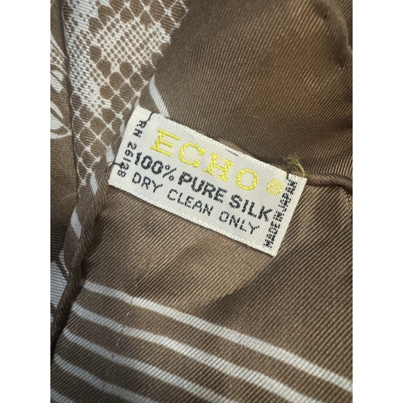 Echo Silk brown scarf RARE color gangster antique car Bonnie & Clyde - Picture 4 of 7